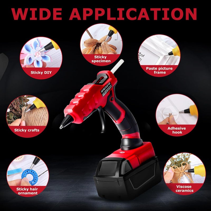 RexLeLXB Cordless Hot Glue Gun for Milwaukee, Suitable for Milwaukee 18V Li-ion Battery, 30s Quick Preheat Hot Melt Glue Gun with 30 Pcs Glue Sticks(7 * 150mm) for Arts & Crafts & DIY & Repairs(Tool Only) - Image 2